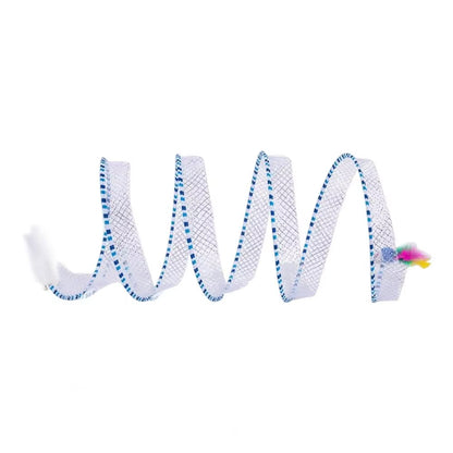 Exciting 65*30Cm Foldable Cat Tunnel Toy with Plush & Feather Playthings - Perfect for Indoor Adventure and Decompression!