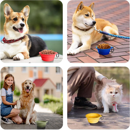 Travel-Friendly 2-Pack Silicone Collapsible Dog Bowls - BPA Free, Dishwasher Safe, Perfect for Food and Water on the Go (Army Green & Blue)