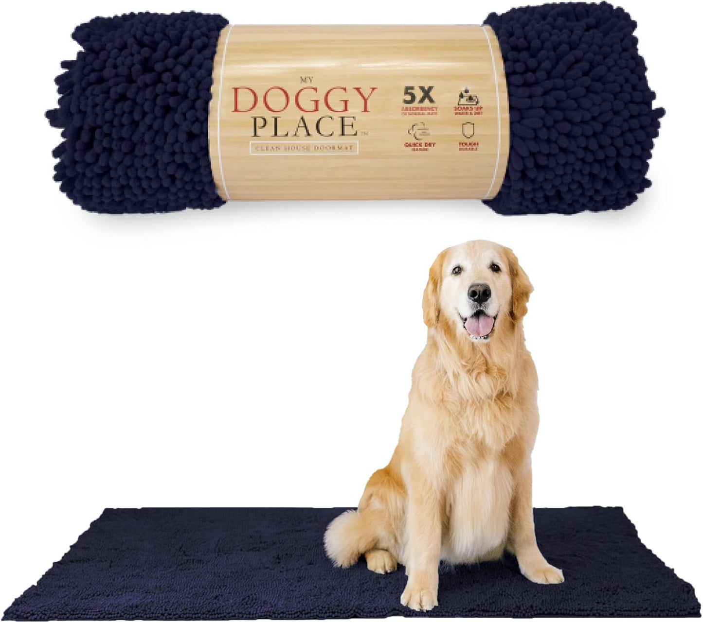 Dog Mud Mat - 36" x 26" Oatmeal | Ultra-Absorbent Microfiber Rug for Snow, Mud & Salt | Durable, Quick-Dry, and Non-Slip - Perfect for All Breeds