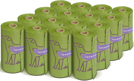 240 Count Lavender Scented Dog Poop Bags - Durable, Leakproof & Easy to Use Waste Bags for Pets