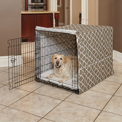 Transform Your Dog's Crate into a Cozy Sanctuary with the Midwest Homes for Pets Gray Geometric Crate Cover (36" Design)