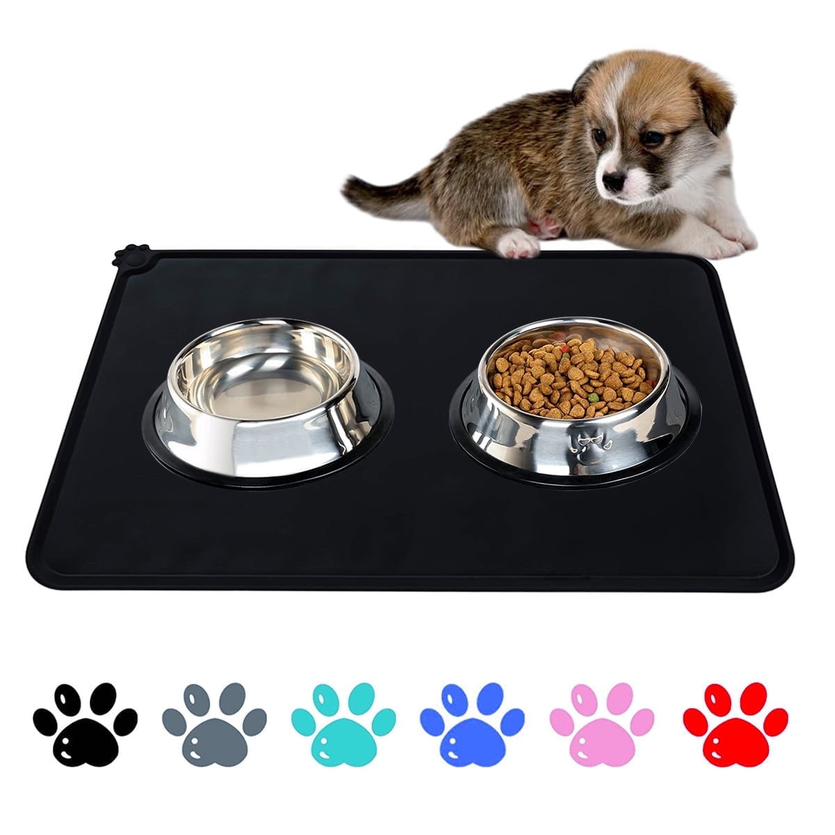 Revolutionary Silicone Waterproof Pet Food Mat - Mess-Free Feeding for Cats and Dogs in Stylish Blue