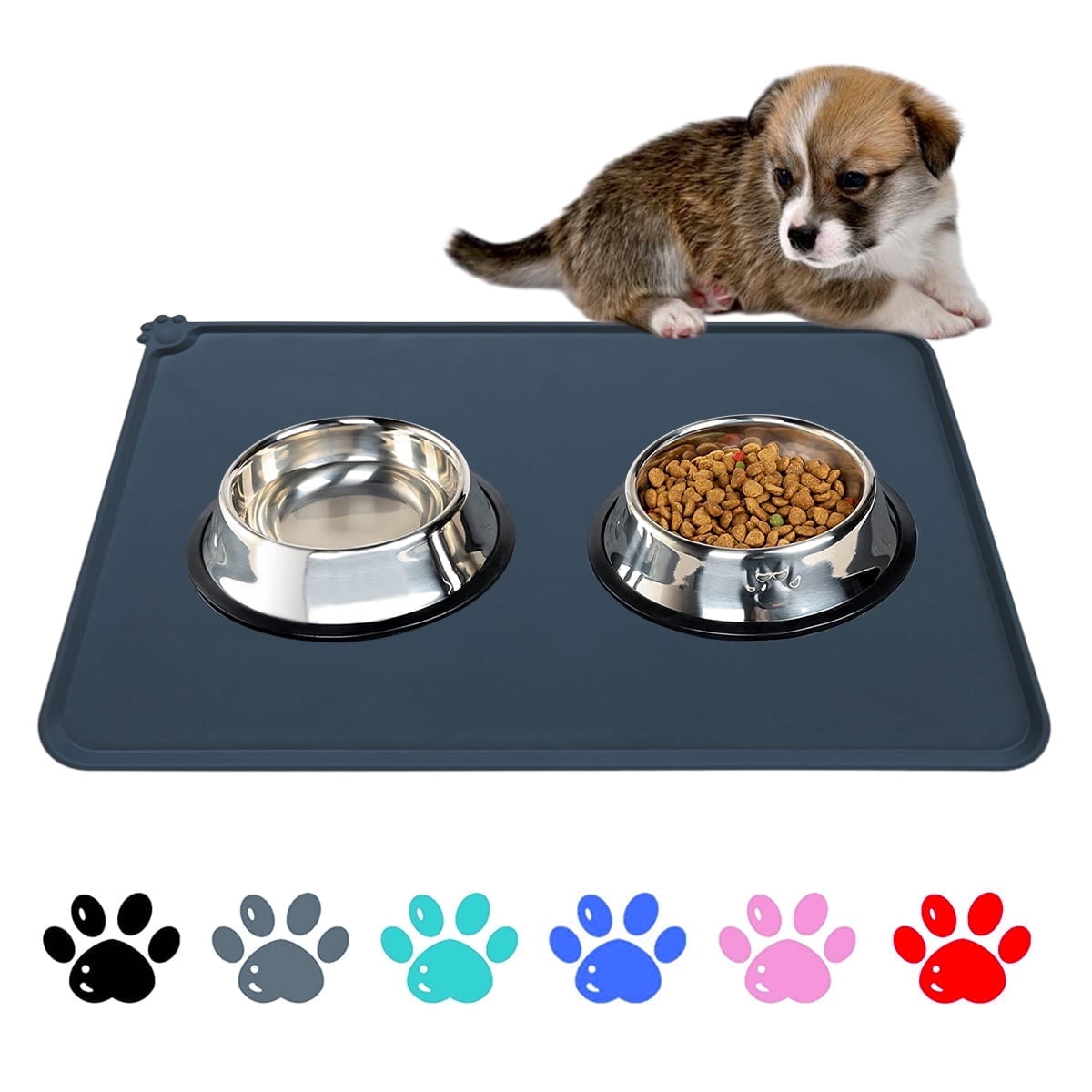 Revolutionary Silicone Waterproof Pet Food Mat - Mess-Free Feeding for Cats and Dogs in Stylish Blue