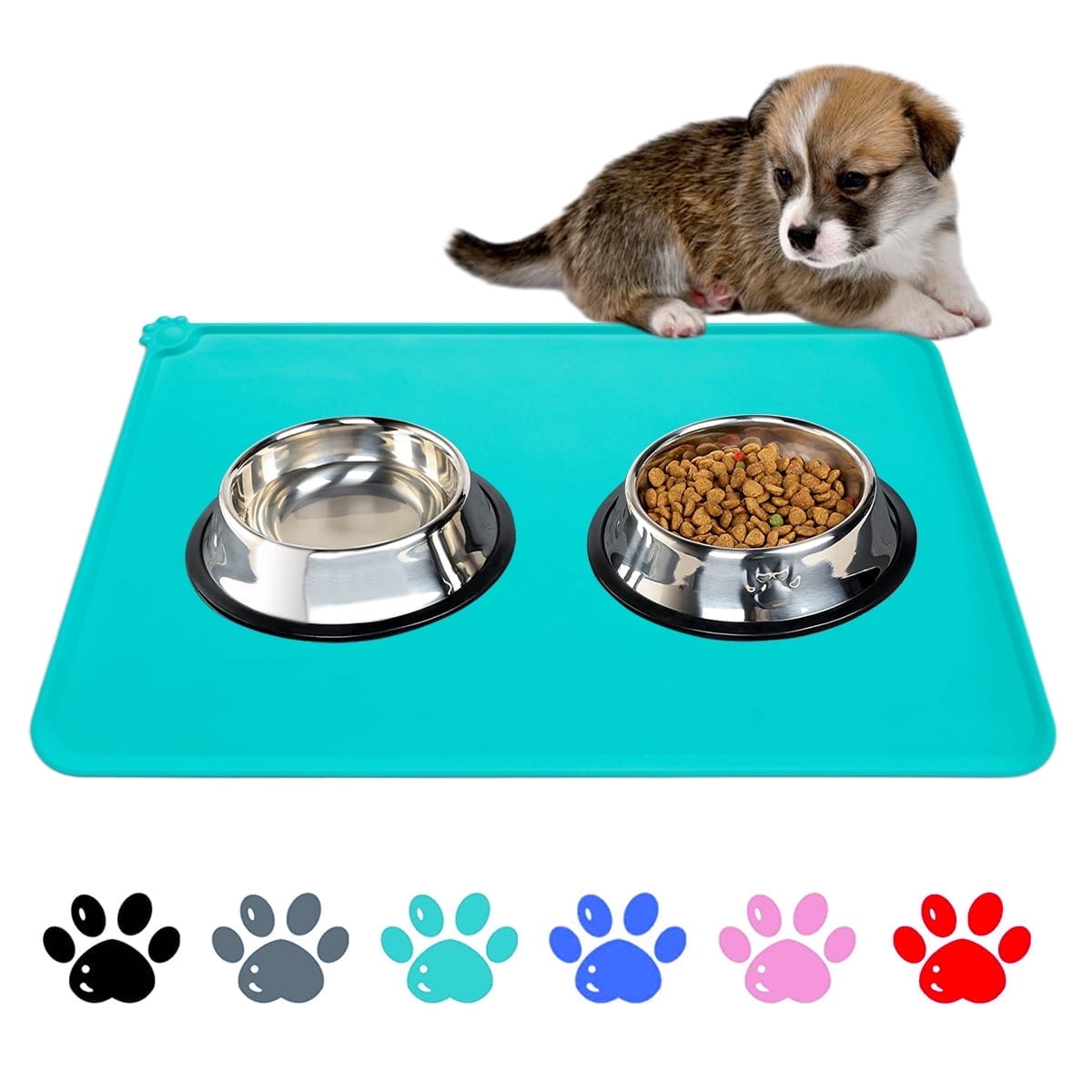 Revolutionary Silicone Waterproof Pet Food Mat - Mess-Free Feeding for Cats and Dogs in Stylish Blue