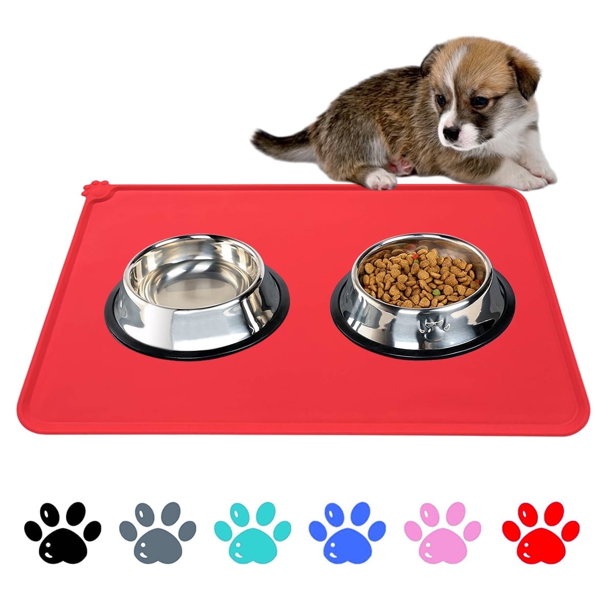 Revolutionary Silicone Waterproof Pet Food Mat - Mess-Free Feeding for Cats and Dogs in Stylish Blue