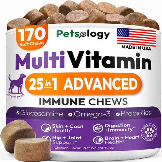 Ultimate Dog Multivitamin Chews with Glucosamine - 170 Delicious Chews for Joint Health and Overall Wellness