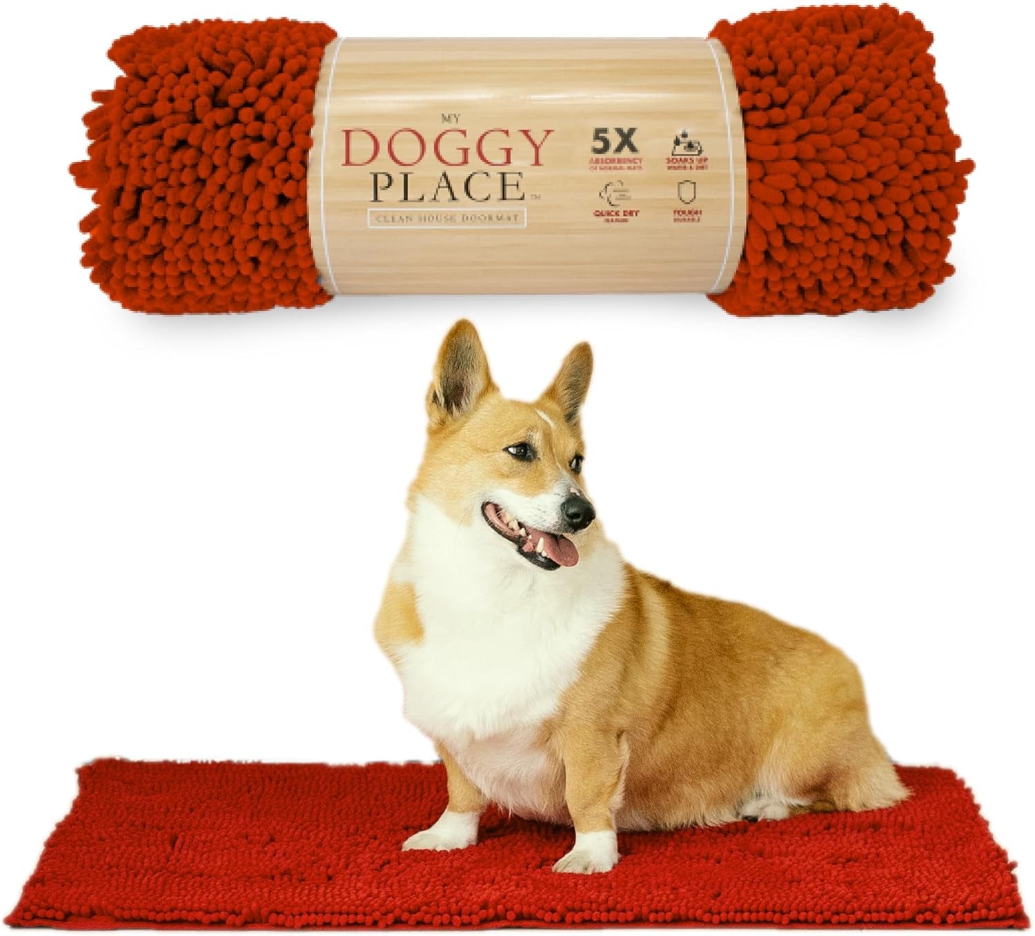 Dog Mud Mat - 36" x 26" Oatmeal | Ultra-Absorbent Microfiber Rug for Snow, Mud & Salt | Durable, Quick-Dry, and Non-Slip - Perfect for All Breeds