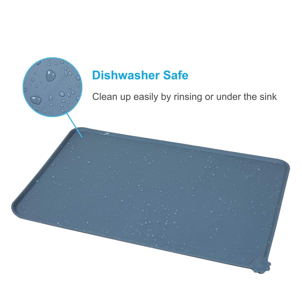 Revolutionary Silicone Waterproof Pet Food Mat - Mess-Free Feeding for Cats and Dogs in Stylish Blue