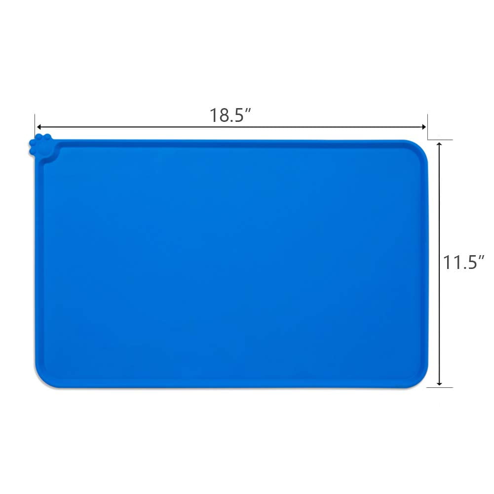 Revolutionary Silicone Waterproof Pet Food Mat - Mess-Free Feeding for Cats and Dogs in Stylish Blue
