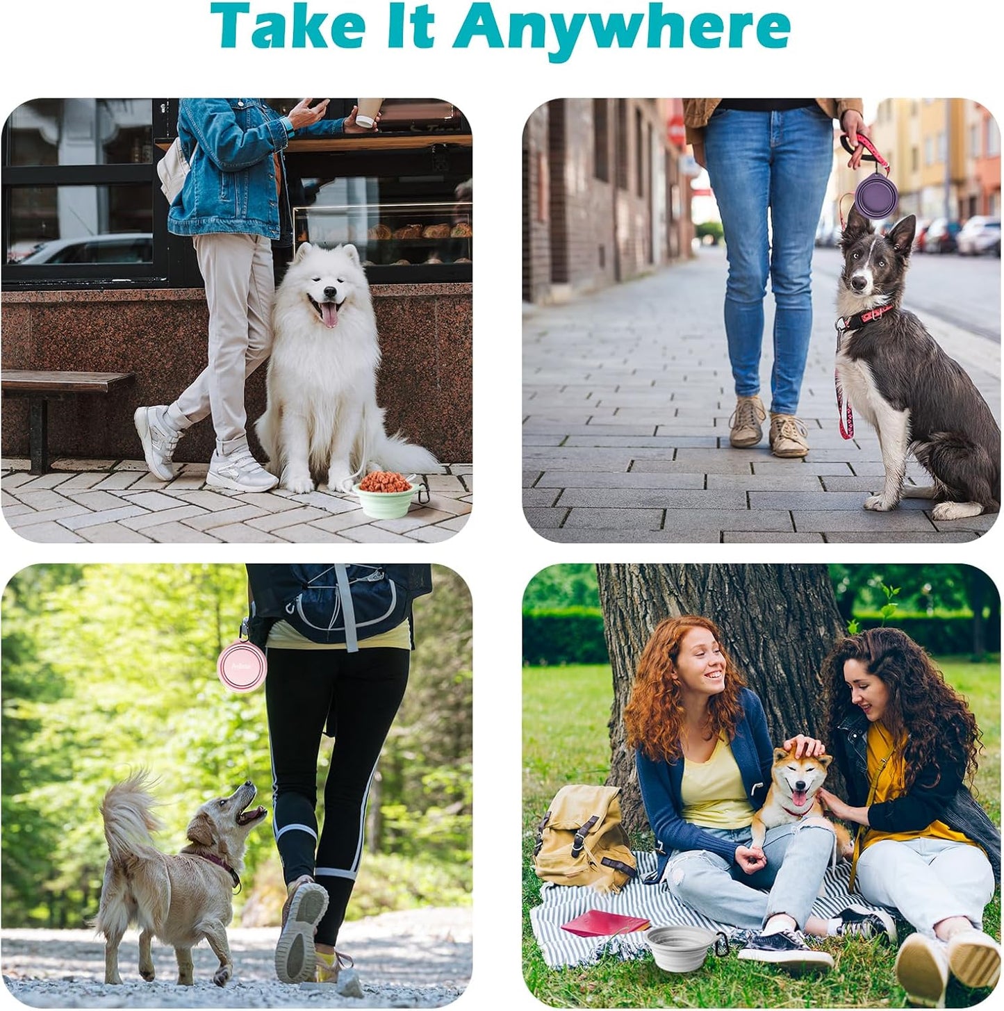 Travel-Friendly 2-Pack Silicone Collapsible Dog Bowls - BPA Free, Dishwasher Safe, Perfect for Food and Water on the Go (Army Green & Blue)