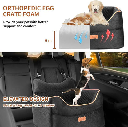 Elevate Your Dog's Travel Experience with Our Memory Foam Booster Seat - Perfect for Small Dogs Up to 25lbs!