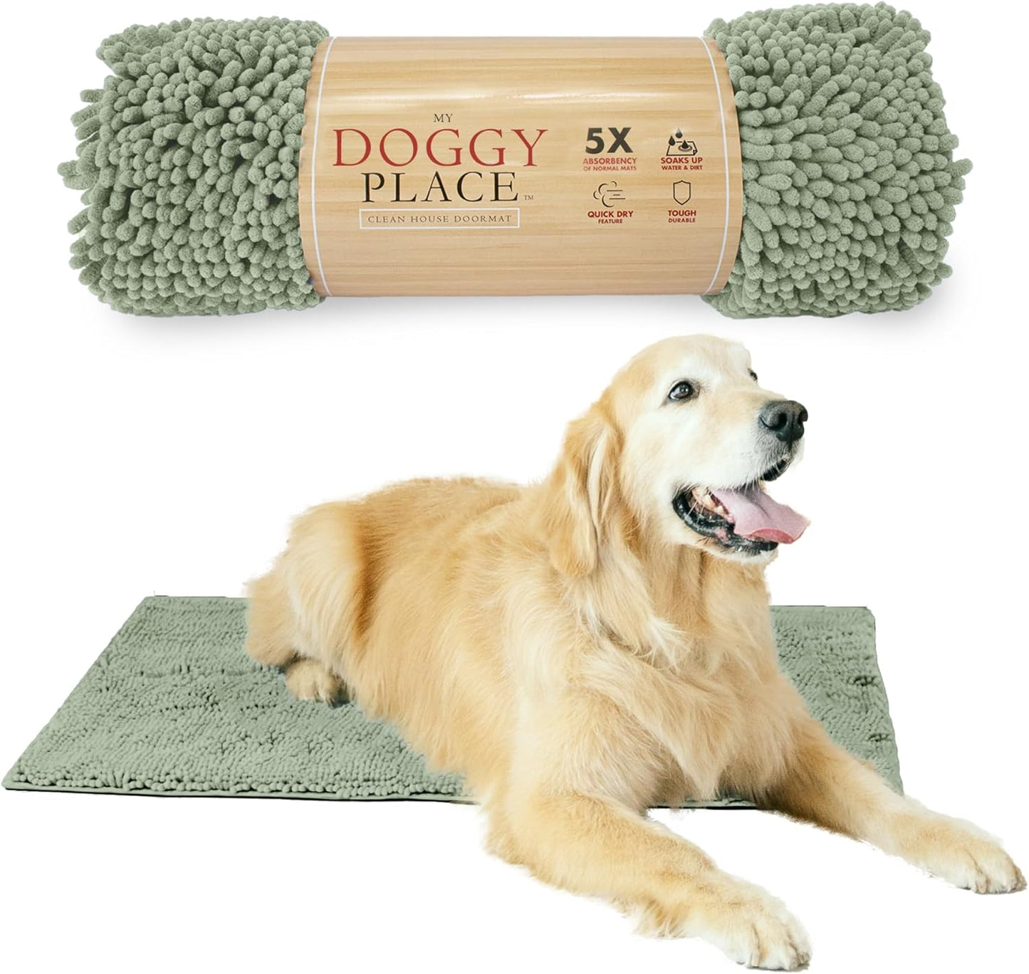 Dog Mud Mat - 36" x 26" Oatmeal | Ultra-Absorbent Microfiber Rug for Snow, Mud & Salt | Durable, Quick-Dry, and Non-Slip - Perfect for All Breeds