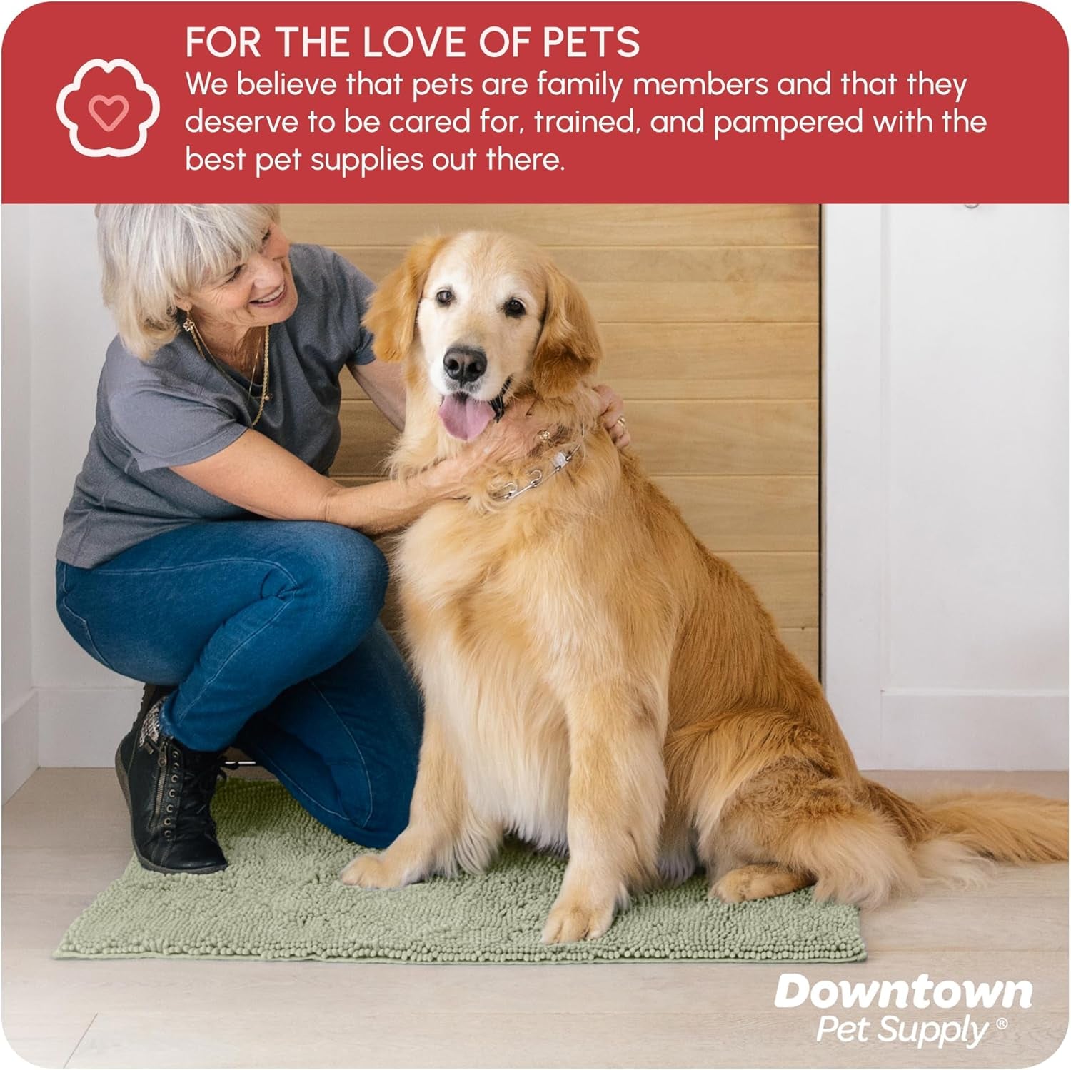 Dog Mud Mat - 36" x 26" Oatmeal | Ultra-Absorbent Microfiber Rug for Snow, Mud & Salt | Durable, Quick-Dry, and Non-Slip - Perfect for All Breeds