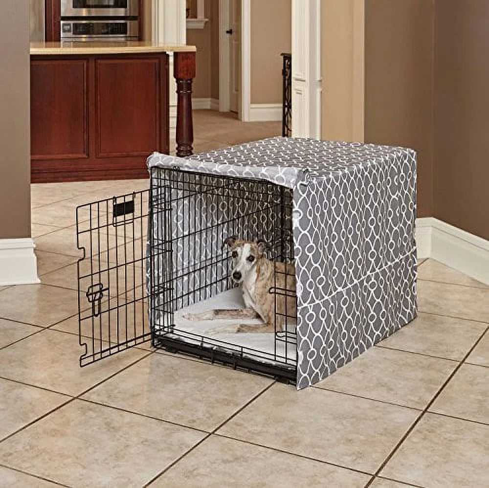 Transform Your Dog's Crate into a Cozy Sanctuary with the Midwest Homes for Pets Gray Geometric Crate Cover (36" Design)