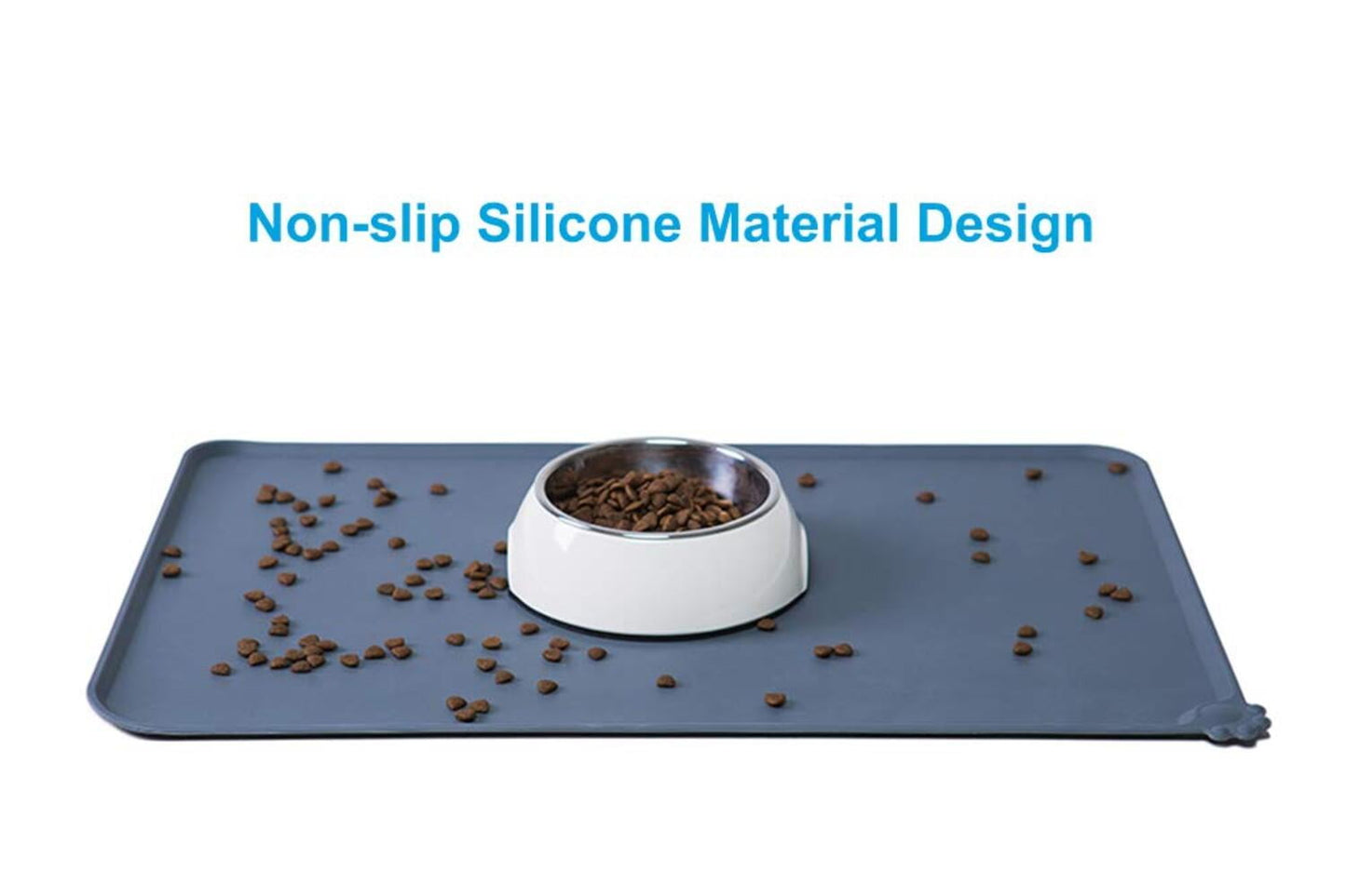 Revolutionary Silicone Waterproof Pet Food Mat - Mess-Free Feeding for Cats and Dogs in Stylish Blue