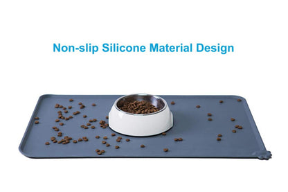 Revolutionary Silicone Waterproof Pet Food Mat - Mess-Free Feeding for Cats and Dogs in Stylish Blue