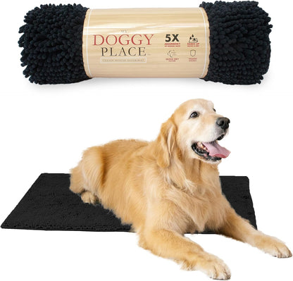 Dog Mud Mat - 36" x 26" Oatmeal | Ultra-Absorbent Microfiber Rug for Snow, Mud & Salt | Durable, Quick-Dry, and Non-Slip - Perfect for All Breeds
