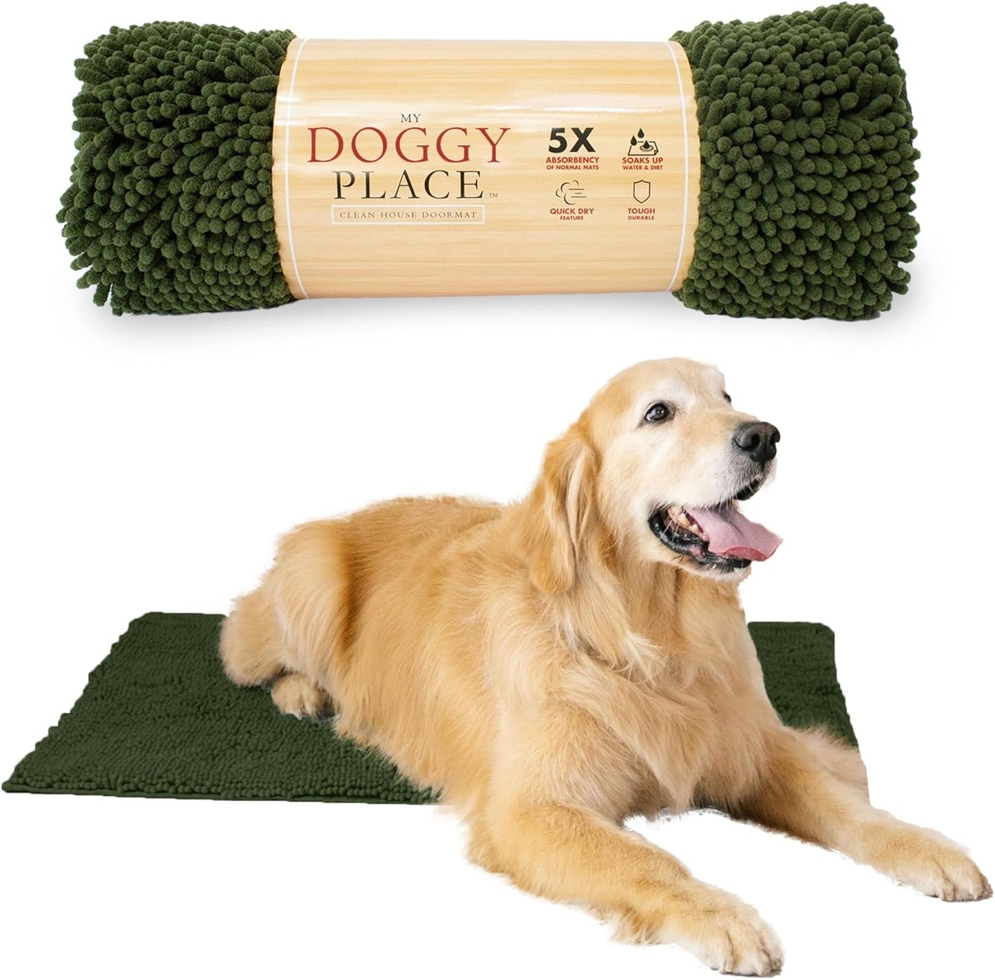Dog Mud Mat - 36" x 26" Oatmeal | Ultra-Absorbent Microfiber Rug for Snow, Mud & Salt | Durable, Quick-Dry, and Non-Slip - Perfect for All Breeds