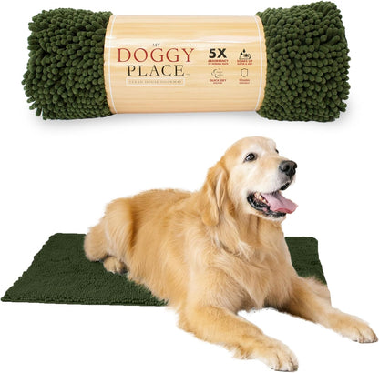 Dog Mud Mat - 36" x 26" Oatmeal | Ultra-Absorbent Microfiber Rug for Snow, Mud & Salt | Durable, Quick-Dry, and Non-Slip - Perfect for All Breeds