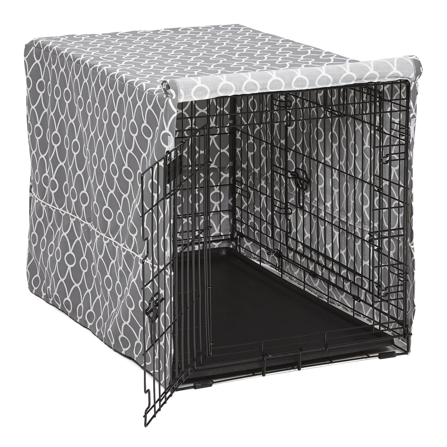 Transform Your Dog's Crate into a Cozy Sanctuary with the Midwest Homes for Pets Gray Geometric Crate Cover (36" Design)