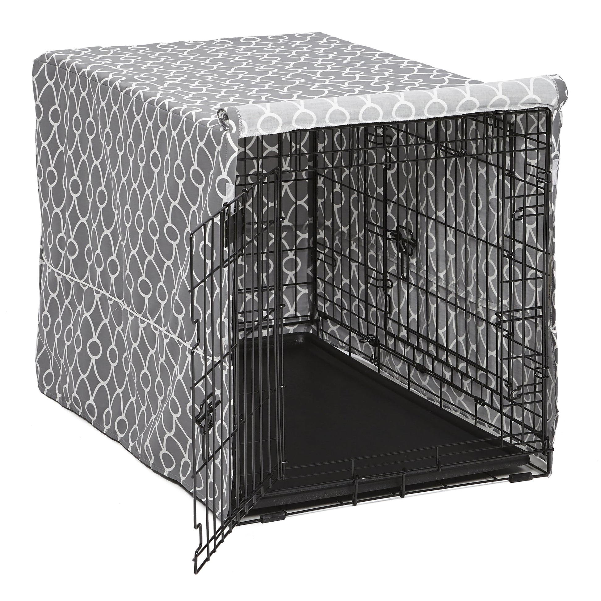 Transform Your Dog's Crate into a Cozy Sanctuary with the Midwest Homes for Pets Gray Geometric Crate Cover (36" Design)