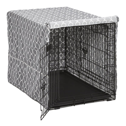 Transform Your Dog's Crate into a Cozy Sanctuary with the Midwest Homes for Pets Gray Geometric Crate Cover (36" Design)