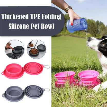 Convenient Rubber Foldable Double Bowl for Dogs and Cats - Perfect for Feeding and Travel!