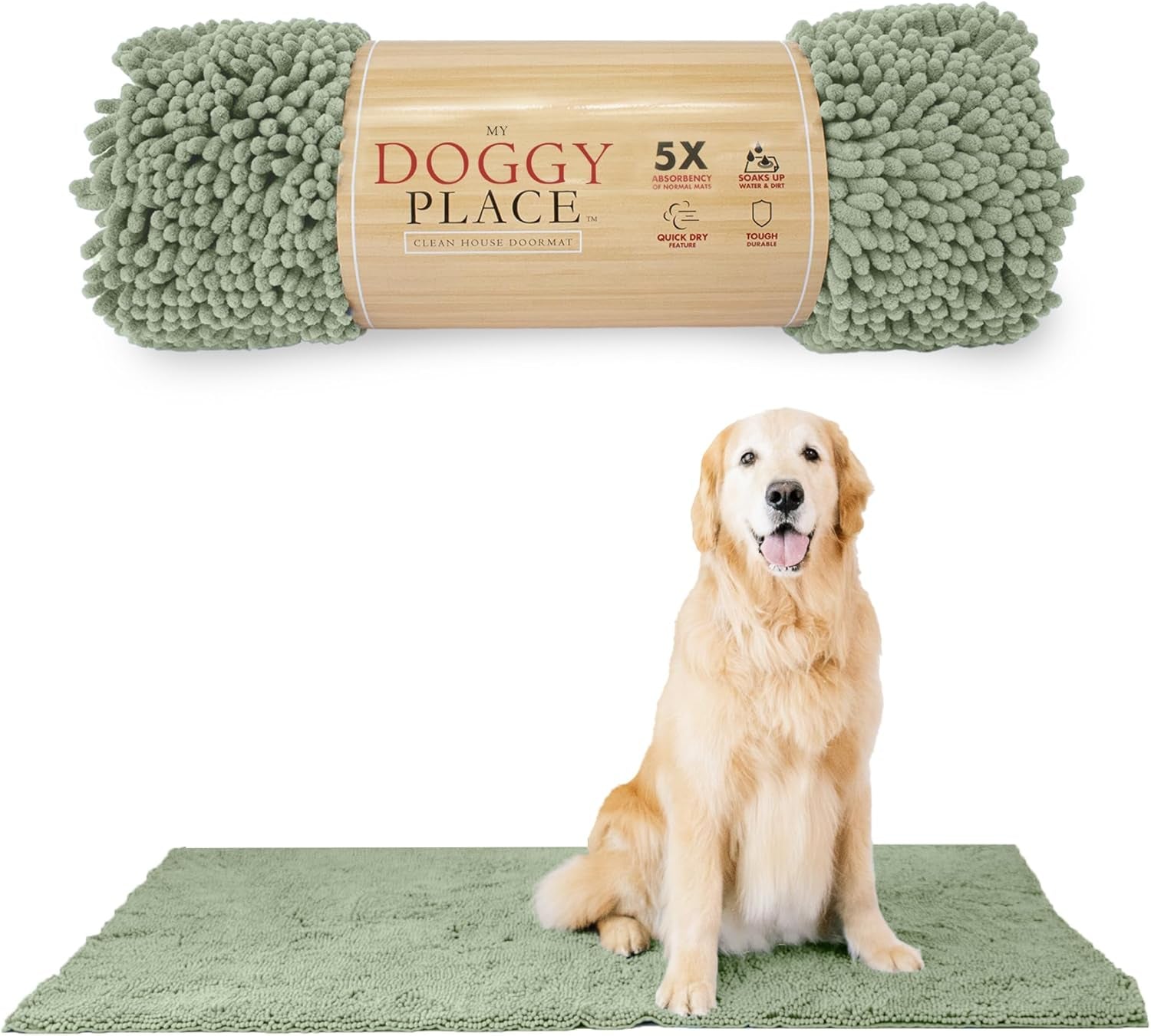 Dog Mud Mat - 36" x 26" Oatmeal | Ultra-Absorbent Microfiber Rug for Snow, Mud & Salt | Durable, Quick-Dry, and Non-Slip - Perfect for All Breeds