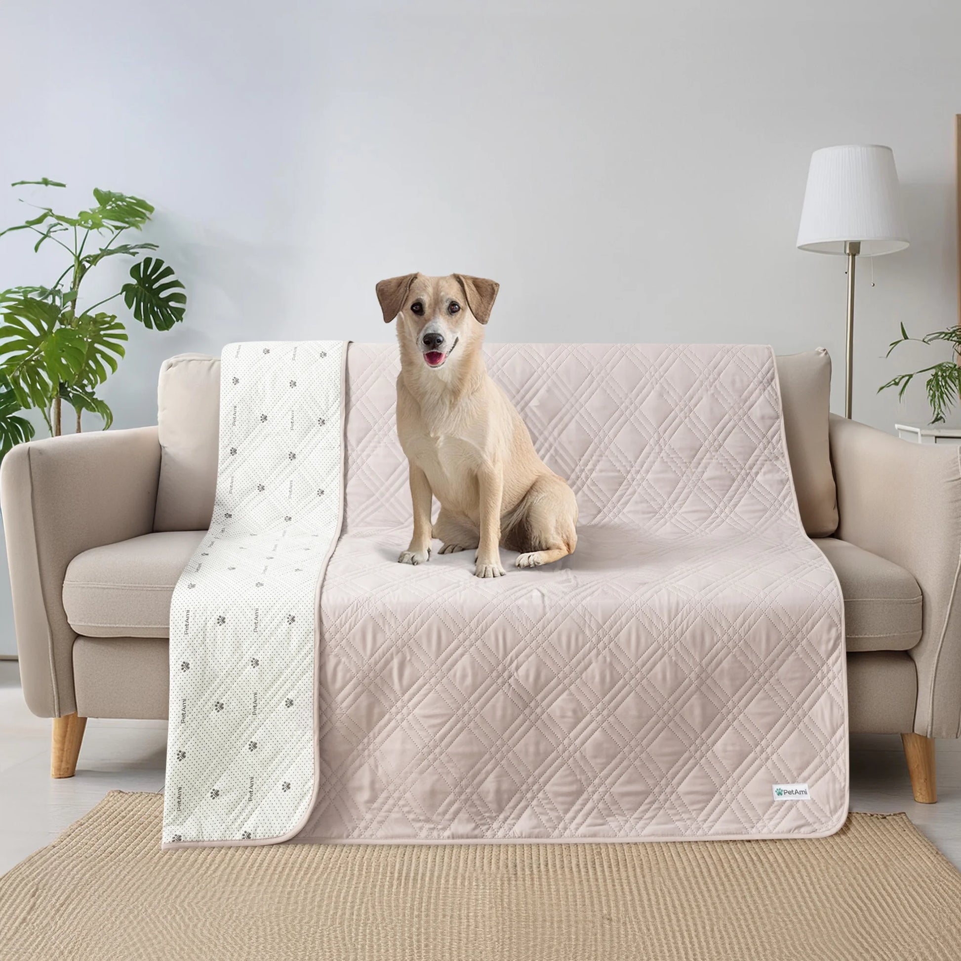 Ultimate Waterproof Reversible Couch Cover for Pets - Protect Your Furniture in Style with This 102"x82" Beige Blanket