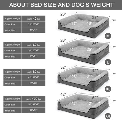 Luxurious Orthopedic Bolster Dog Bed for Large Breeds - Removable & Washable Cover with Non-Skid Foam Base