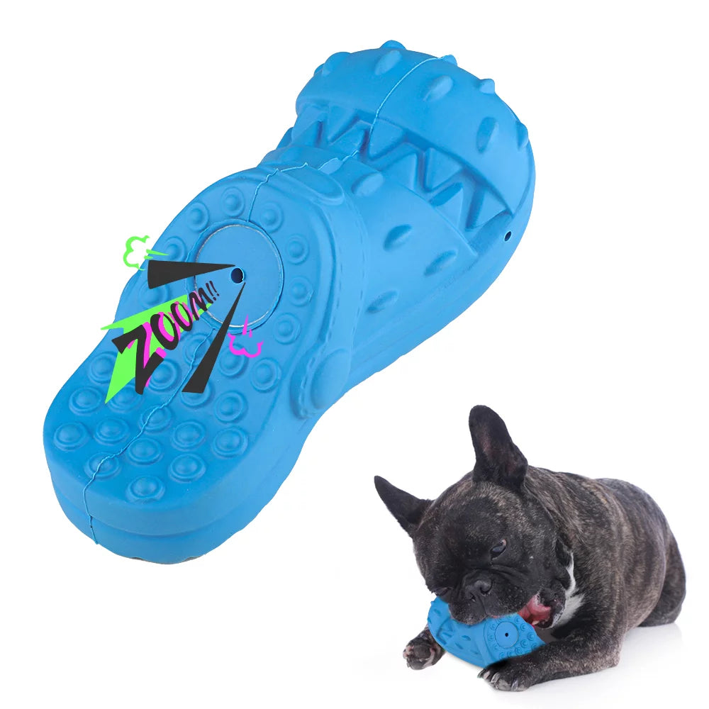 Ultimate Squeaky Chew Toy for Large Dogs - Durable Rubber Shoe Shape for Aggressive Chewers with Beef Flavor