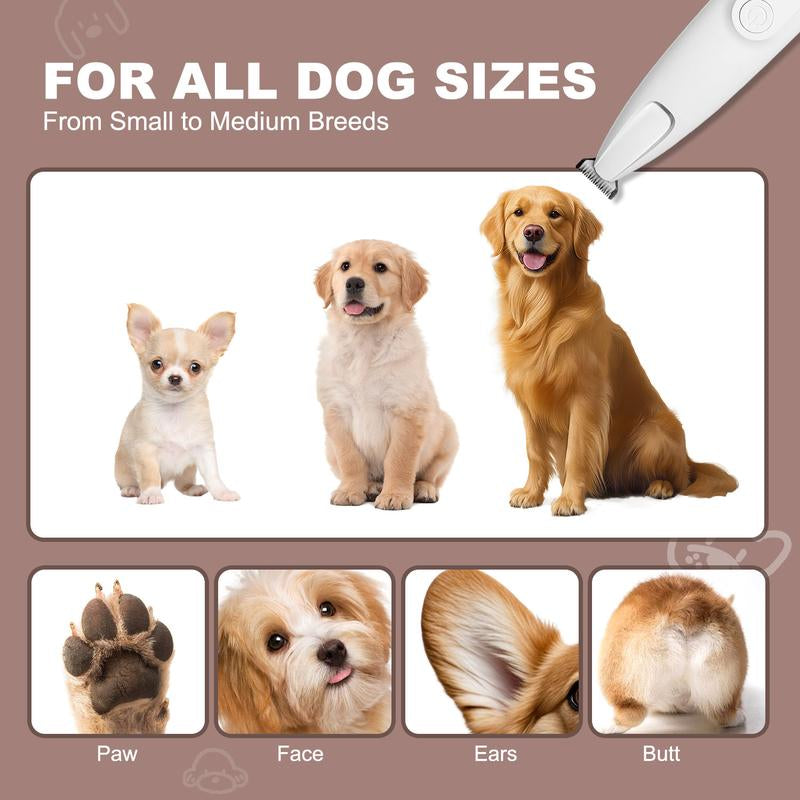 Ultimate Professional Pet Grooming Trimmer - Low Noise, USB Rechargeable with LED Light for Safe Paw, Ear, and Face Trimming