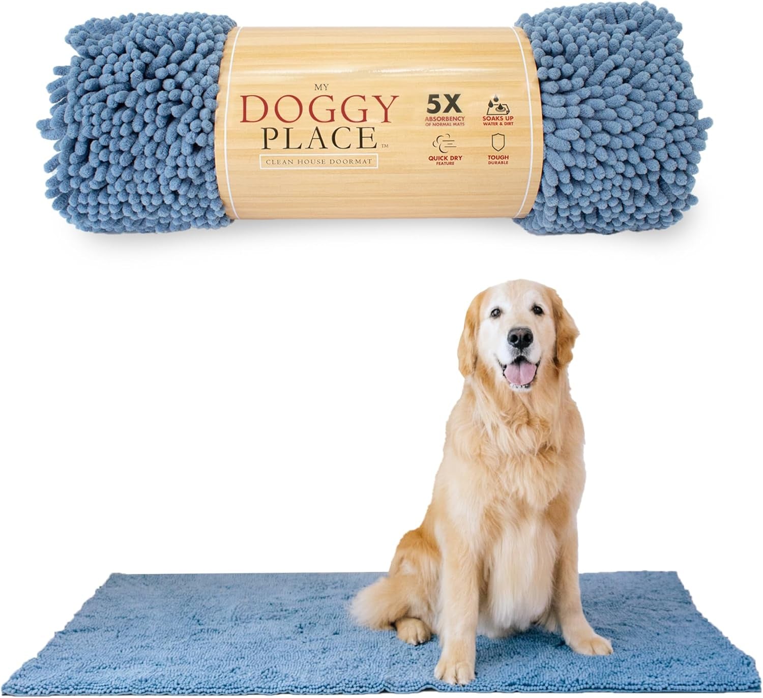 Dog Mud Mat - 36" x 26" Oatmeal | Ultra-Absorbent Microfiber Rug for Snow, Mud & Salt | Durable, Quick-Dry, and Non-Slip - Perfect for All Breeds