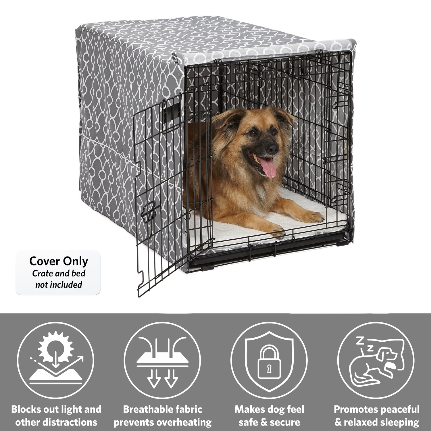 Transform Your Dog's Crate into a Cozy Sanctuary with the Midwest Homes for Pets Gray Geometric Crate Cover (36" Design)
