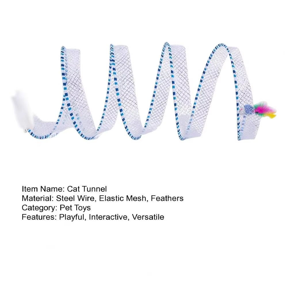 Exciting 65*30Cm Foldable Cat Tunnel Toy with Plush & Feather Playthings - Perfect for Indoor Adventure and Decompression!