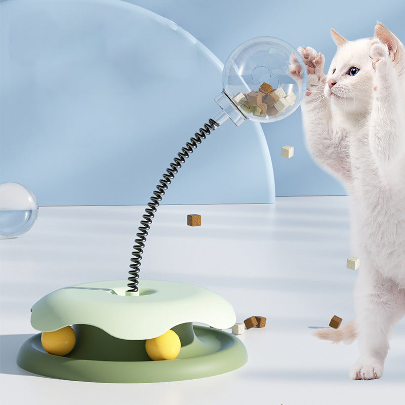 Exciting 2-in-1 Cat Toy Turntable Ball - Engaging Treat Dispenser for Fun & Training!