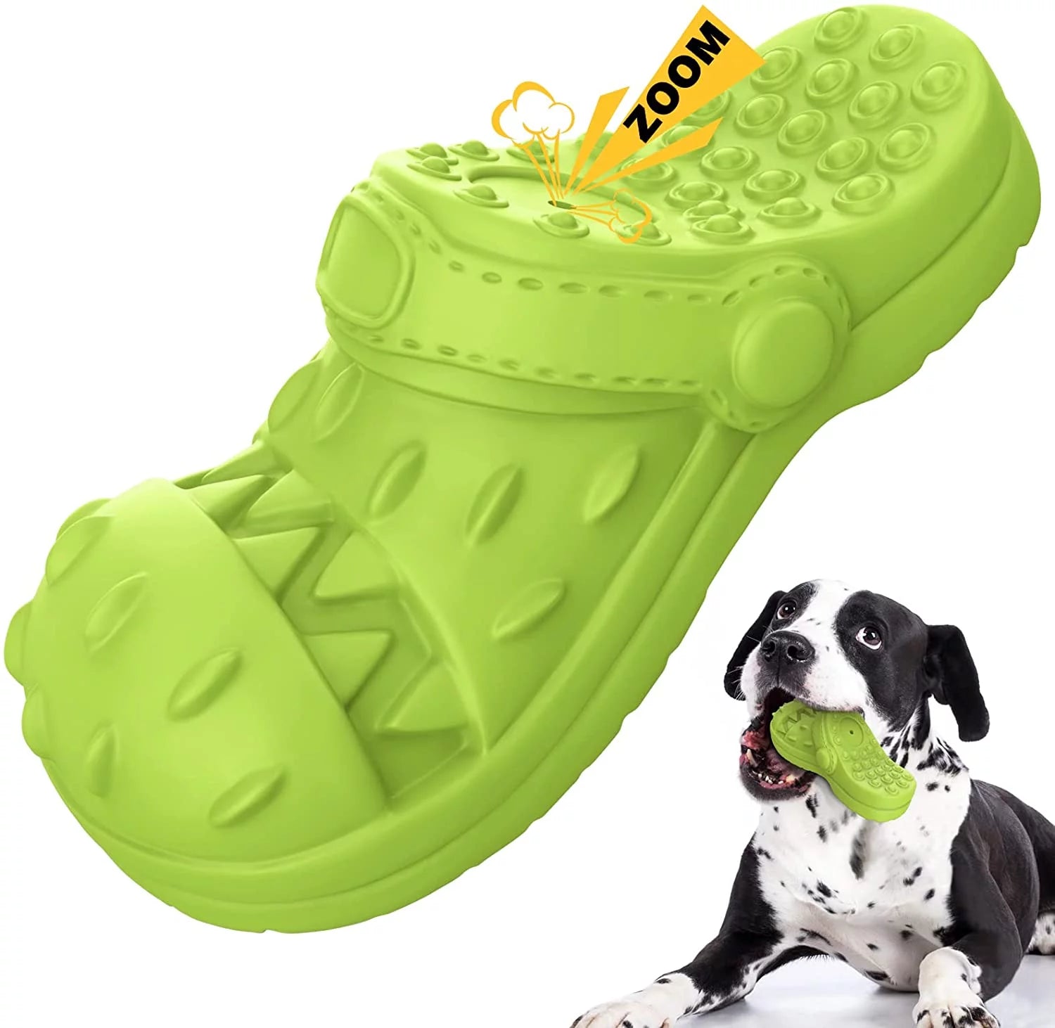 Ultimate Squeaky Chew Toy for Large Dogs - Durable Rubber Shoe Shape for Aggressive Chewers with Beef Flavor
