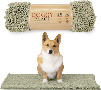 Dog Mud Mat - 36" x 26" Oatmeal | Ultra-Absorbent Microfiber Rug for Snow, Mud & Salt | Durable, Quick-Dry, and Non-Slip - Perfect for All Breeds