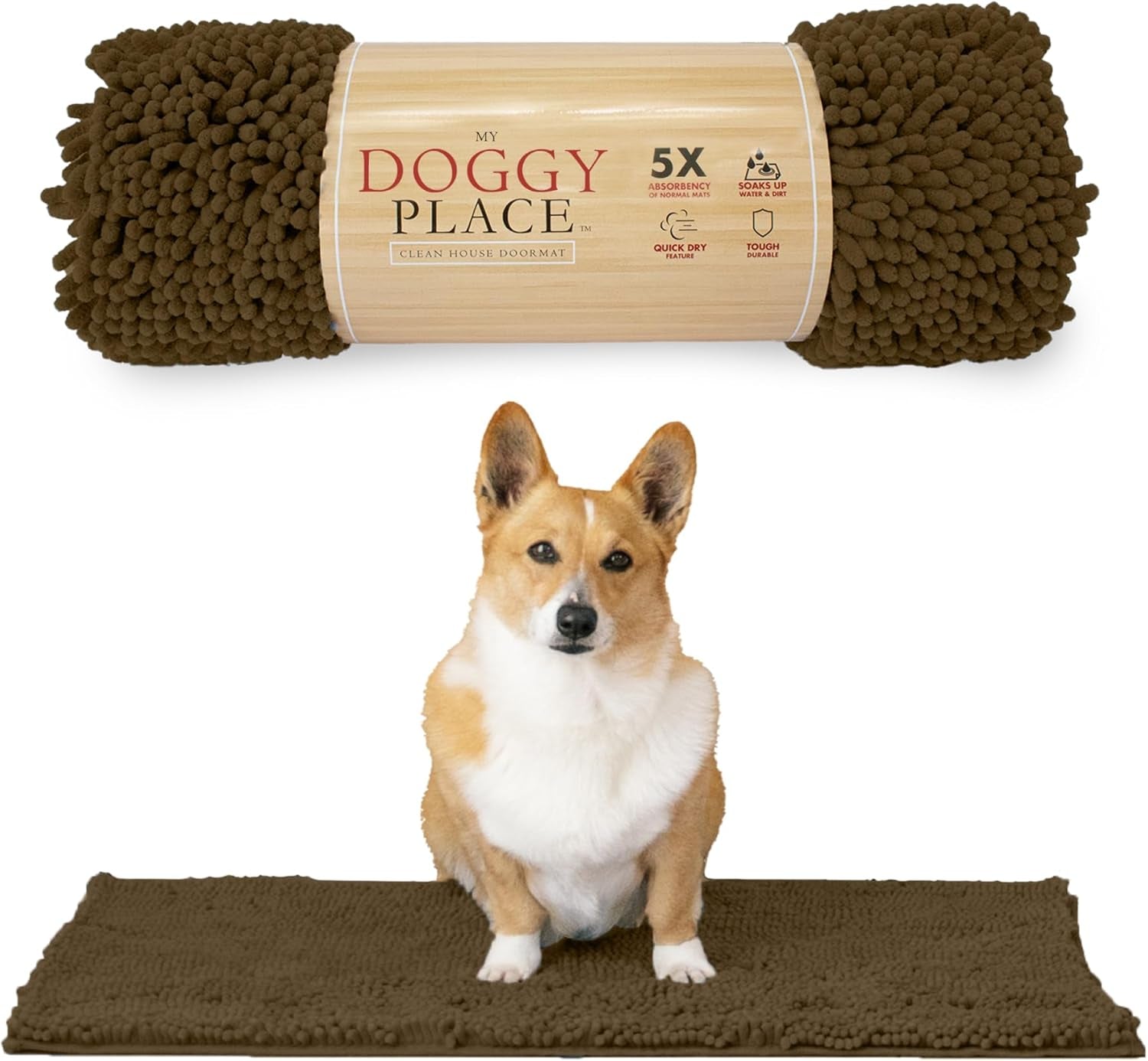 Dog Mud Mat - 36" x 26" Oatmeal | Ultra-Absorbent Microfiber Rug for Snow, Mud & Salt | Durable, Quick-Dry, and Non-Slip - Perfect for All Breeds