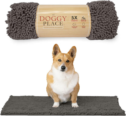 Dog Mud Mat - 36" x 26" Oatmeal | Ultra-Absorbent Microfiber Rug for Snow, Mud & Salt | Durable, Quick-Dry, and Non-Slip - Perfect for All Breeds