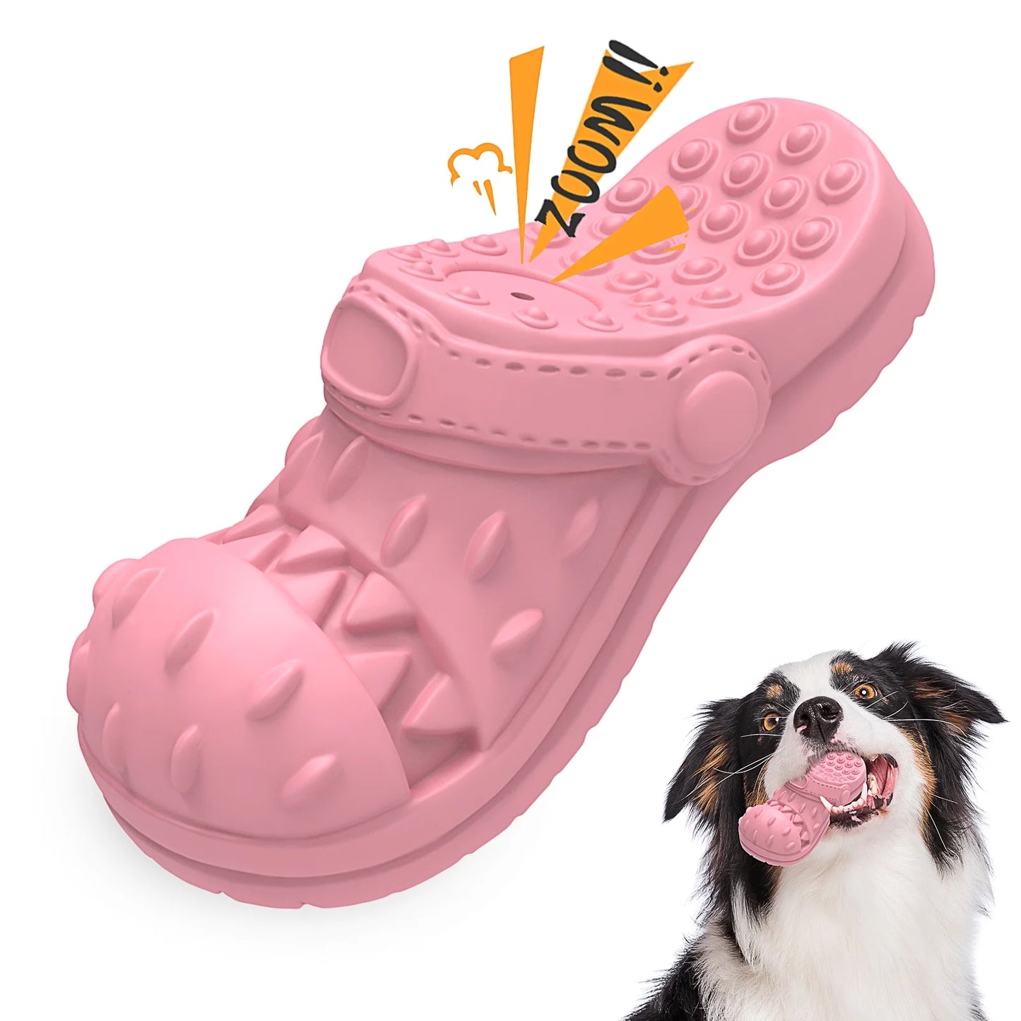 Ultimate Squeaky Chew Toy for Large Dogs - Durable Rubber Shoe Shape for Aggressive Chewers with Beef Flavor