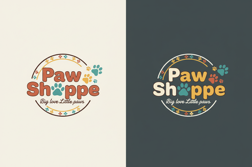 logo that says Paw Shoppe with a slogan Big love Little paws